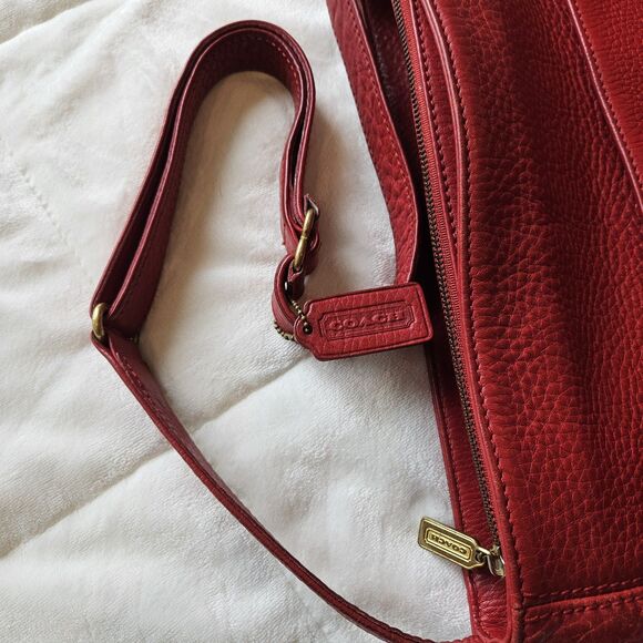 COACH Vintage RED Pebbled Leather Sonoma Shoulder Crossbody Bag G6M-4920 Large - Picture 13 of 15